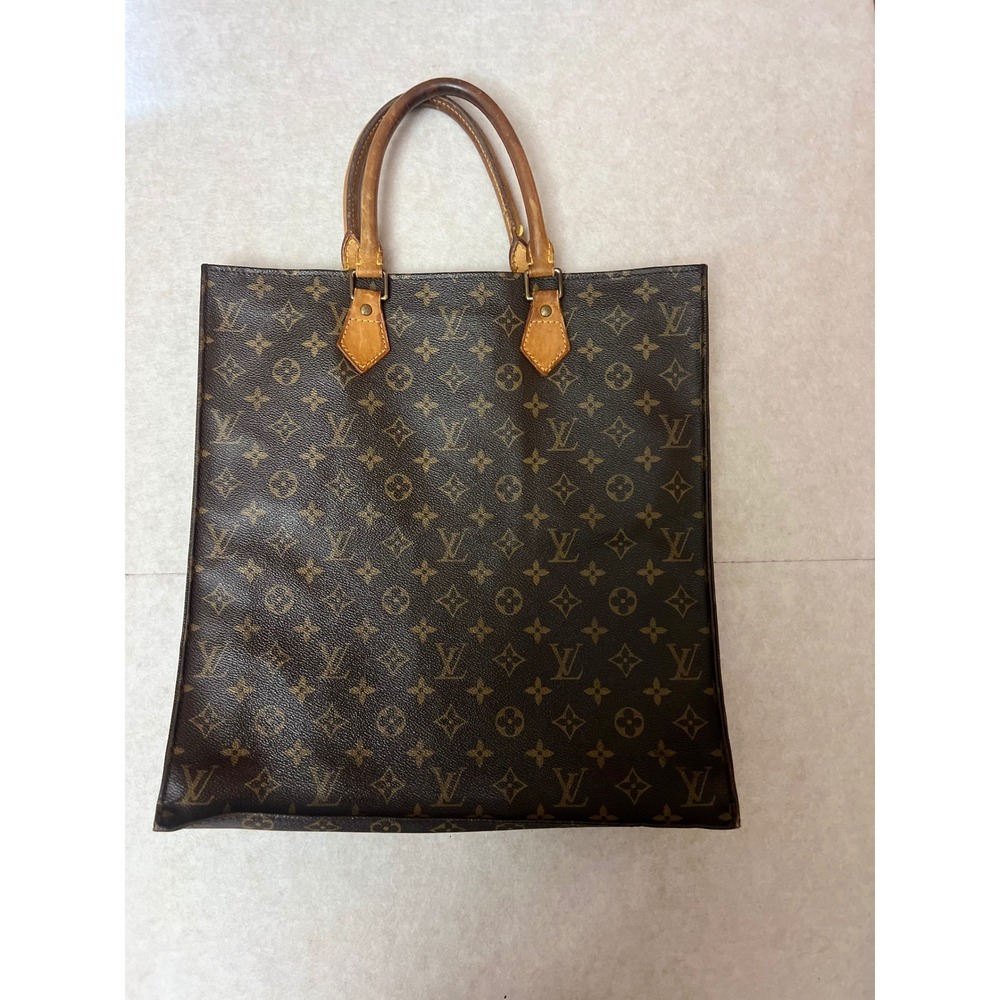 Louis Vuitton Sac Plat Monogram Canvas Tote Bag Brown MI0074 Vintage Shopper